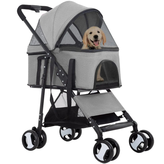 3-In-1 Pet Stroller With Detachable Carrier For Travel