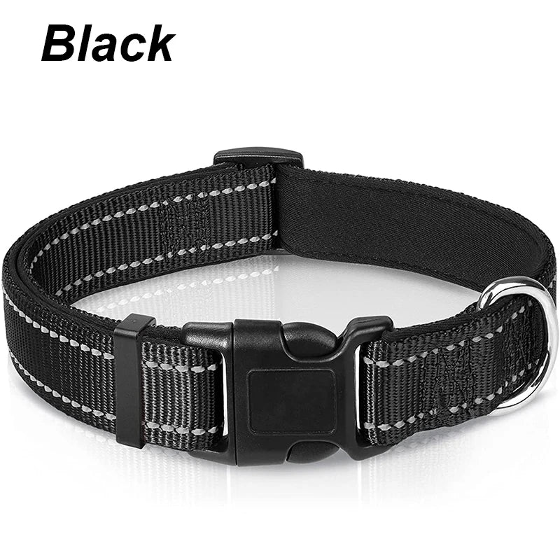 NONECN Reflective Neoprene Padded Dog Collar Adjustable Nylon
