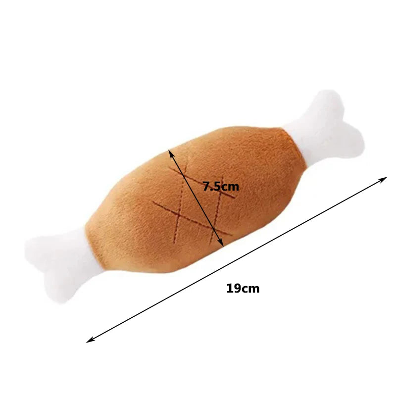 Plush Squeaky Dog Toy Chicken Leg Bone Shape for Dogs and Cats