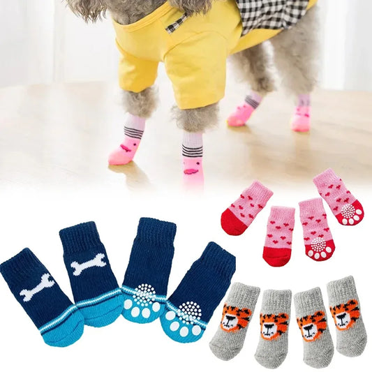 Wintertime Knit Anti Slip Dog Socks For Cats And Dogs