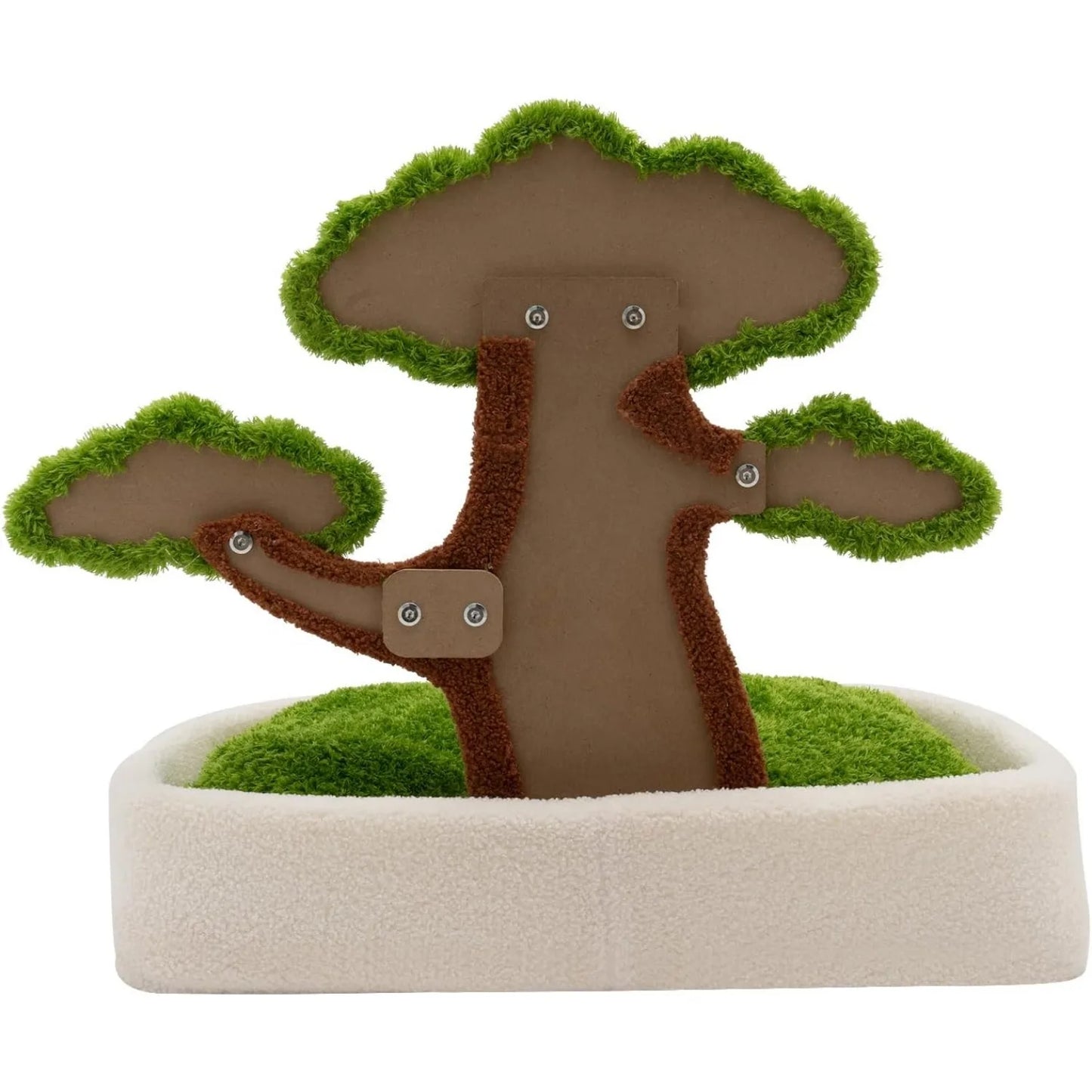 Cat House With Pine Tree Scratching Post And Plush Bed