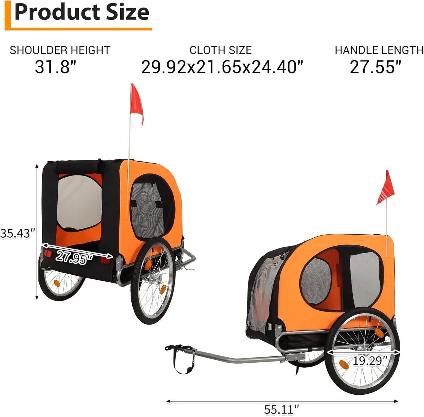 TWISTER.CK Dog Bike Trailer All Breeds 88 Lb Capacity