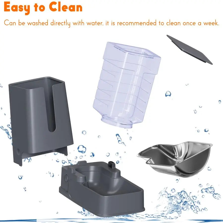 XMSJ Two Pack Automatic Cat Feeder And Water Dispenser