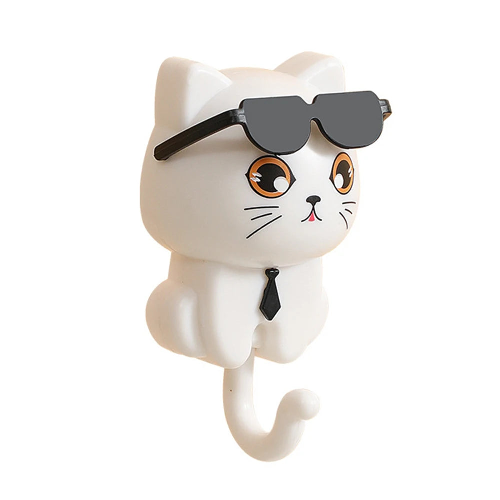 Alloet Cartoon Cat Hook Adhesive Key Holder Wall Coat Hooks