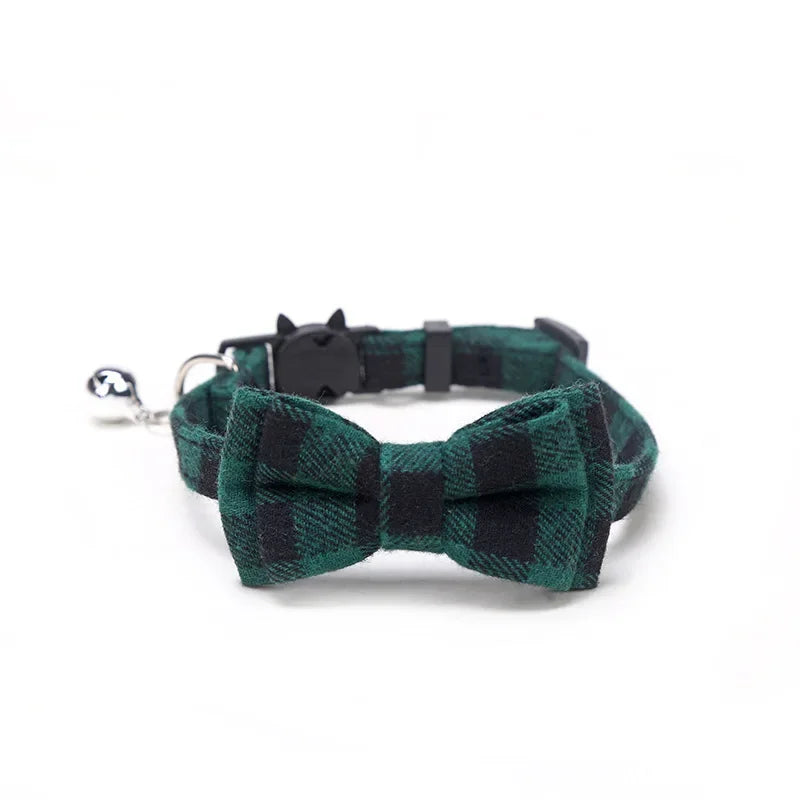 Cat Collar With Bow Tie And Bell Adjustable Elastic Strap