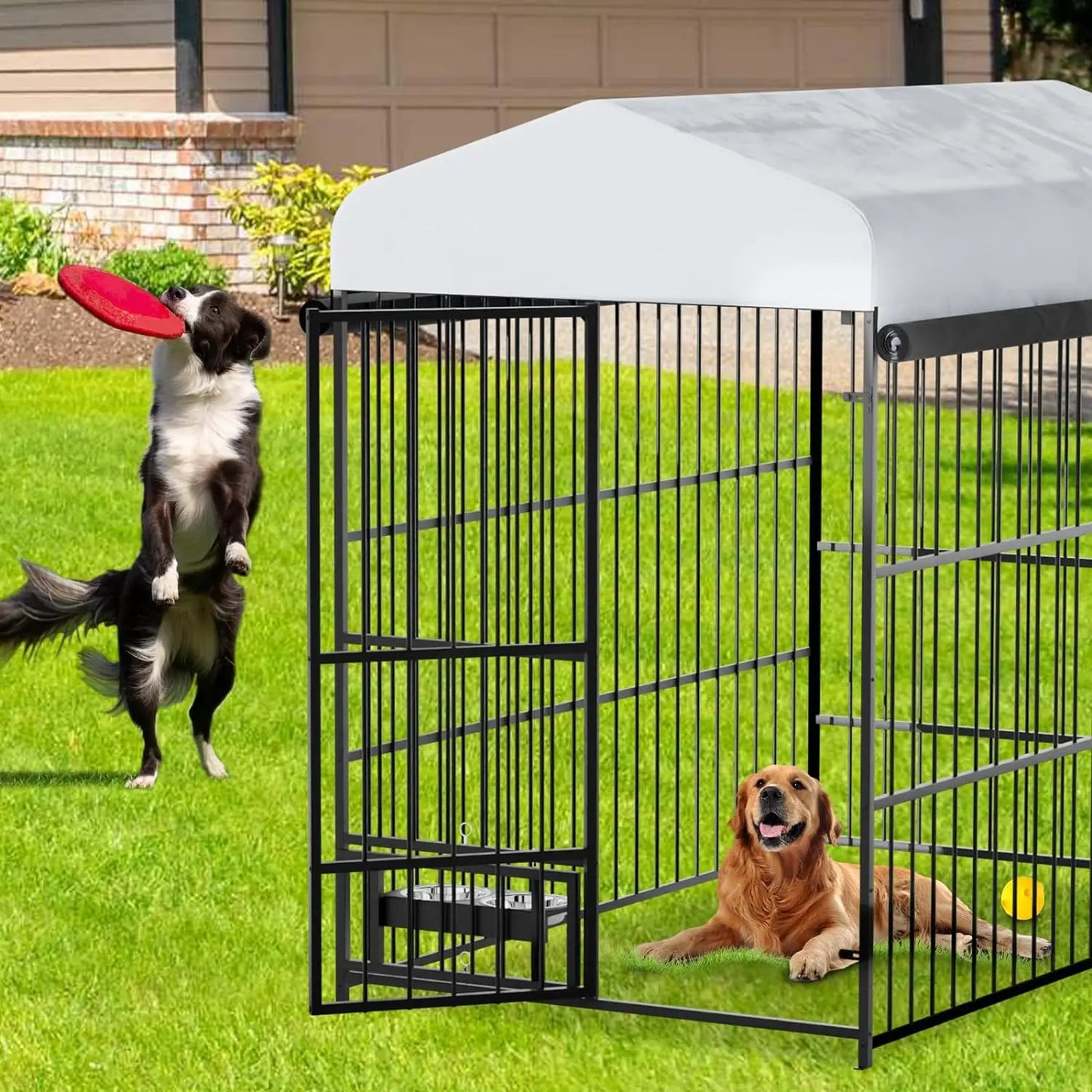 TWISTER.CK Heavy Duty Outdoor Dog Kennel With Roof And Double Lock