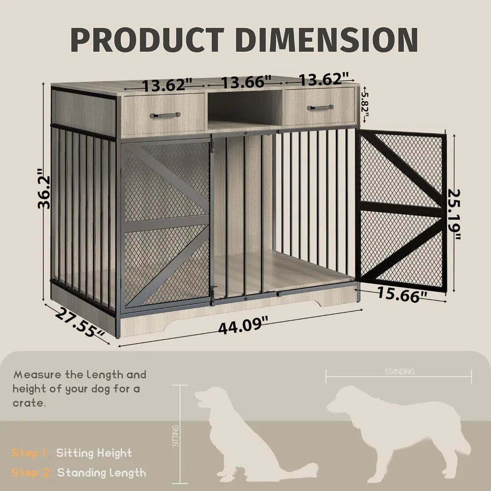Heavy Duty Metal Dog Crate Furniture With TV Stand