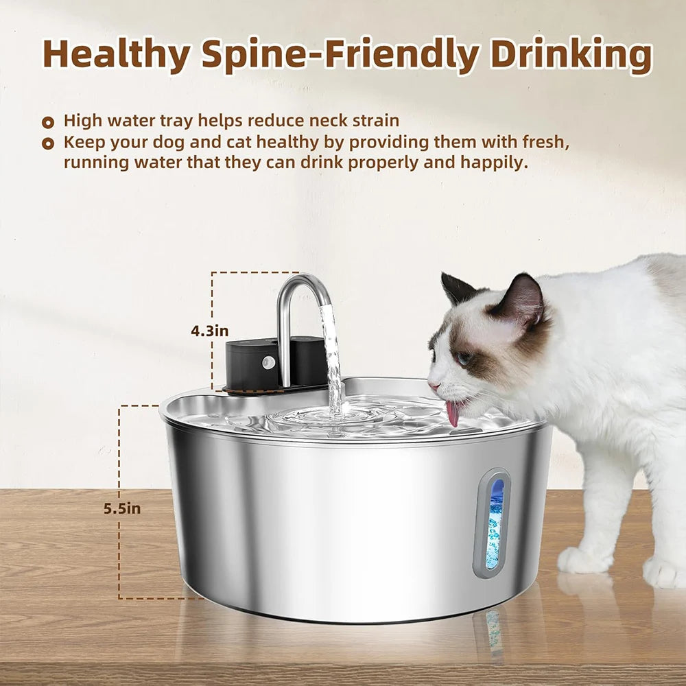 Stainless Steel Wireless Cat Water Fountain for Pets