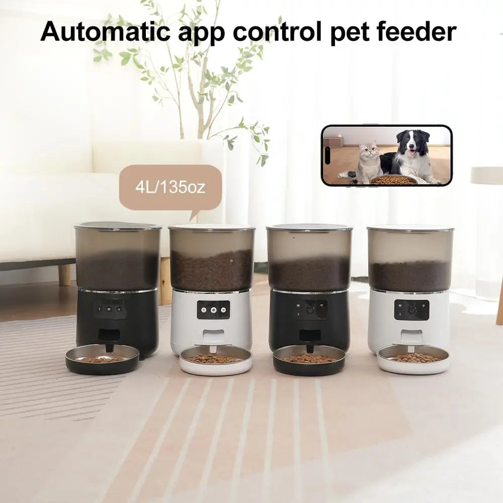 Automatic Cat Feeder With WiFi App Remote Feeding Large Capacity