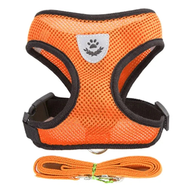 Cat Harness Vest With Leash Adjustable Polyester Mesh Harness For Pets