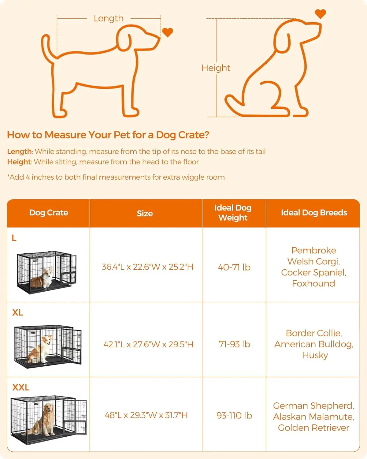 Heavy Duty Dog Crate With Double Doors And Escape Proof