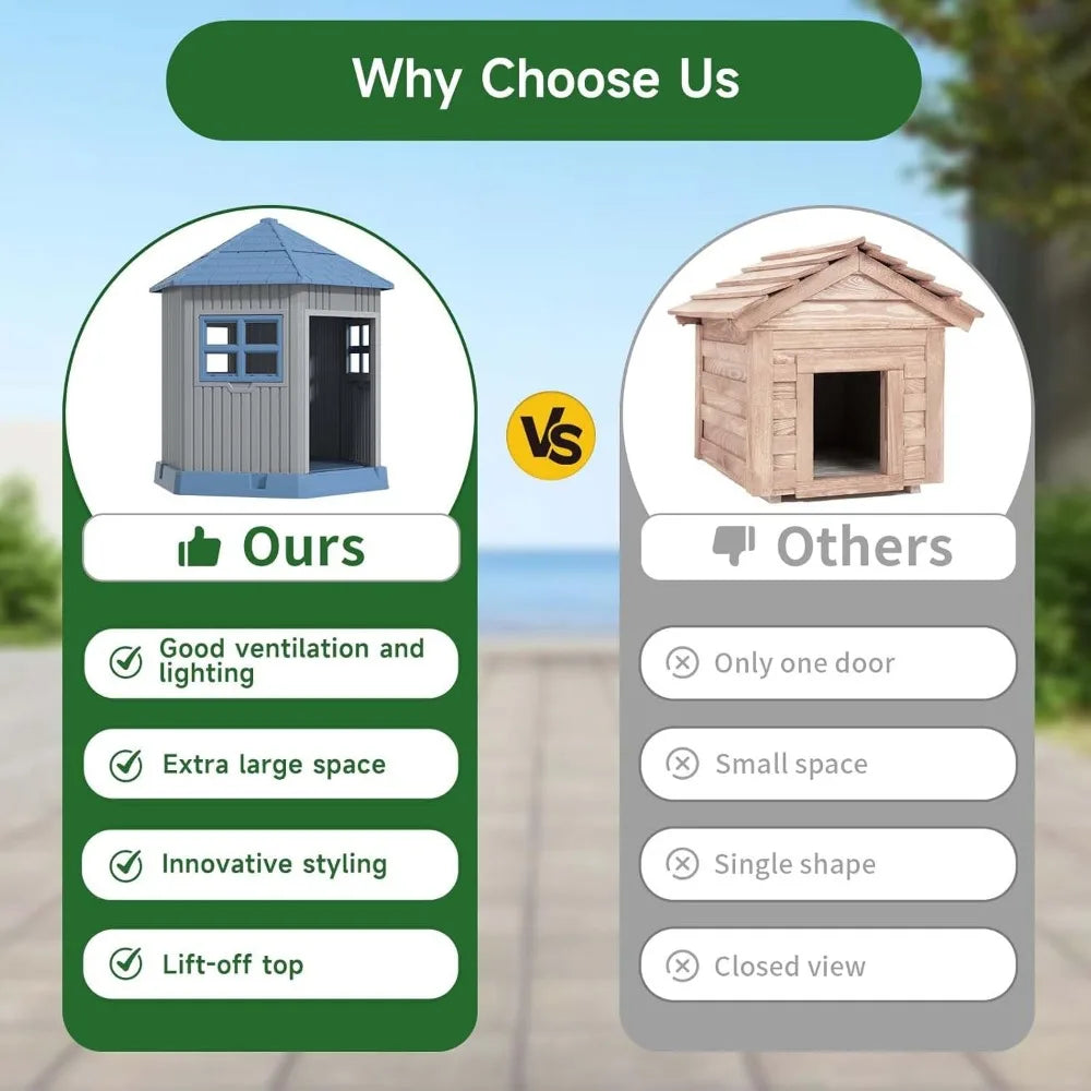 Dog House Indoor Outdoor Durable Shelter With Window