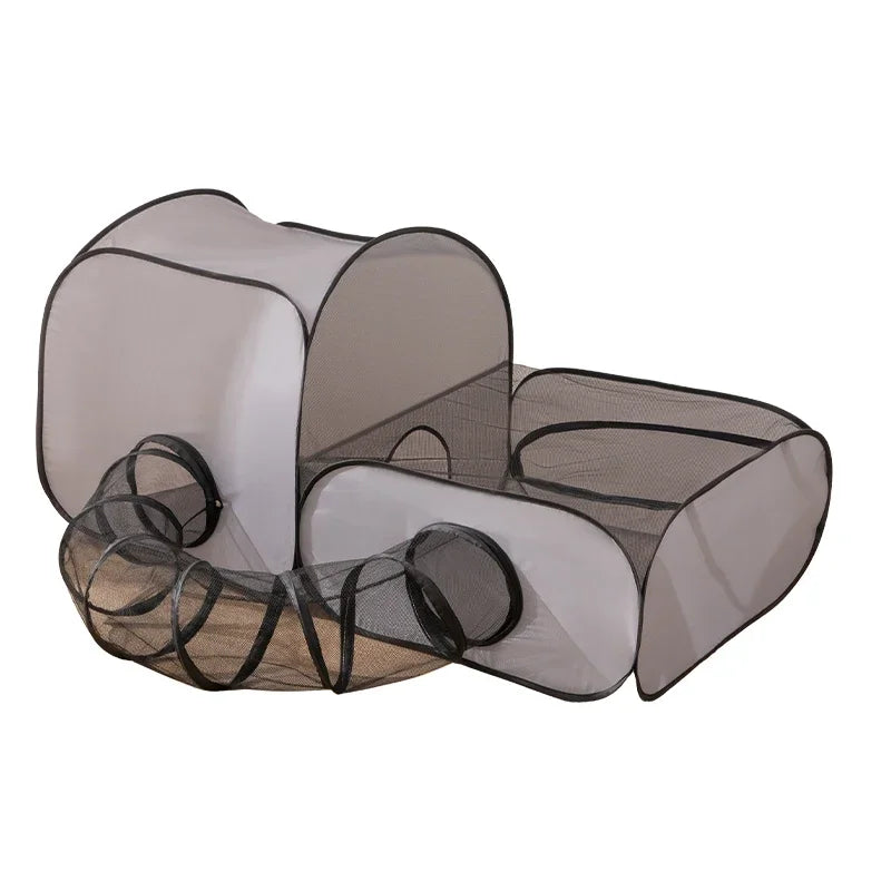 Foldable Pet Bed With Play Tunnel For Cats And Dogs