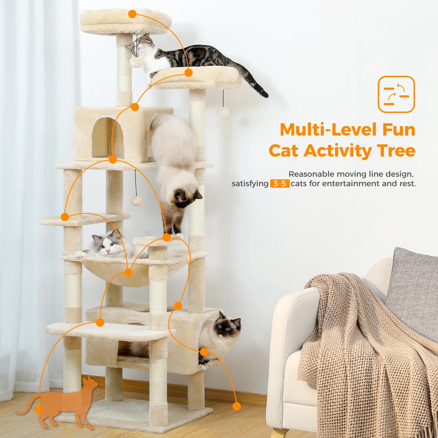 PAWZ Road Large Cat Tree and Tower for Indoor Cats