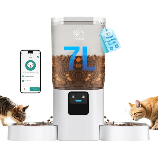 Smart Dual Pet Feeder With WiFi App Control And Slow Feed