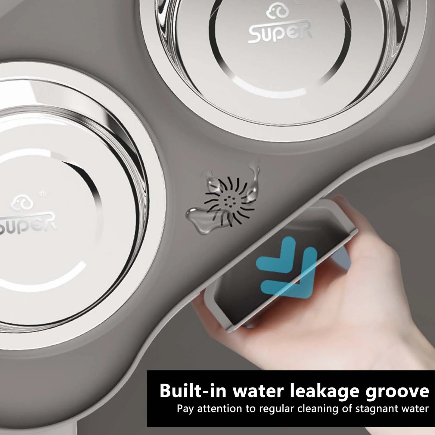 None Elevated Dog Feeder Stainless Steel Non Slip No Spill