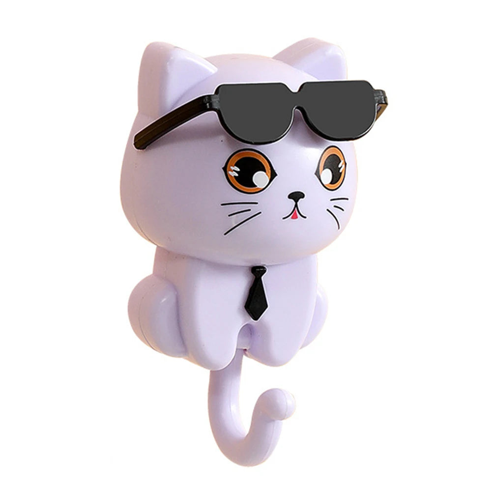 Alloet Cartoon Cat Hook Adhesive Key Holder Wall Coat Hooks