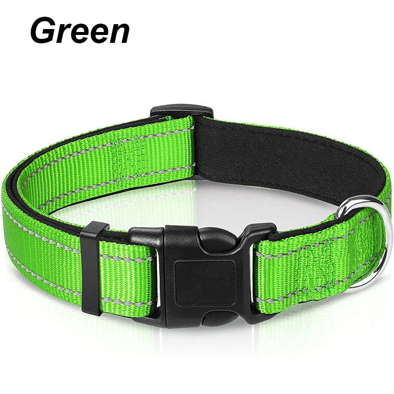 NONECN Reflective Neoprene Padded Dog Collar Adjustable Nylon