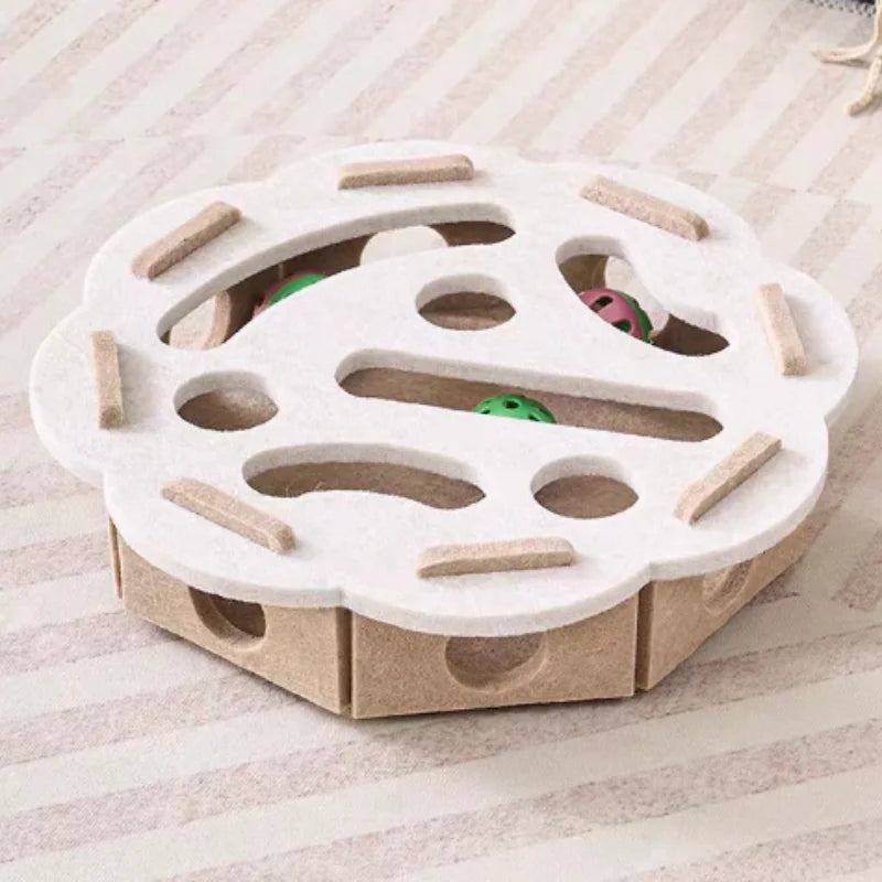 Interactive Cat Toy Maze Puzzle for Kitten with Bell Balls
