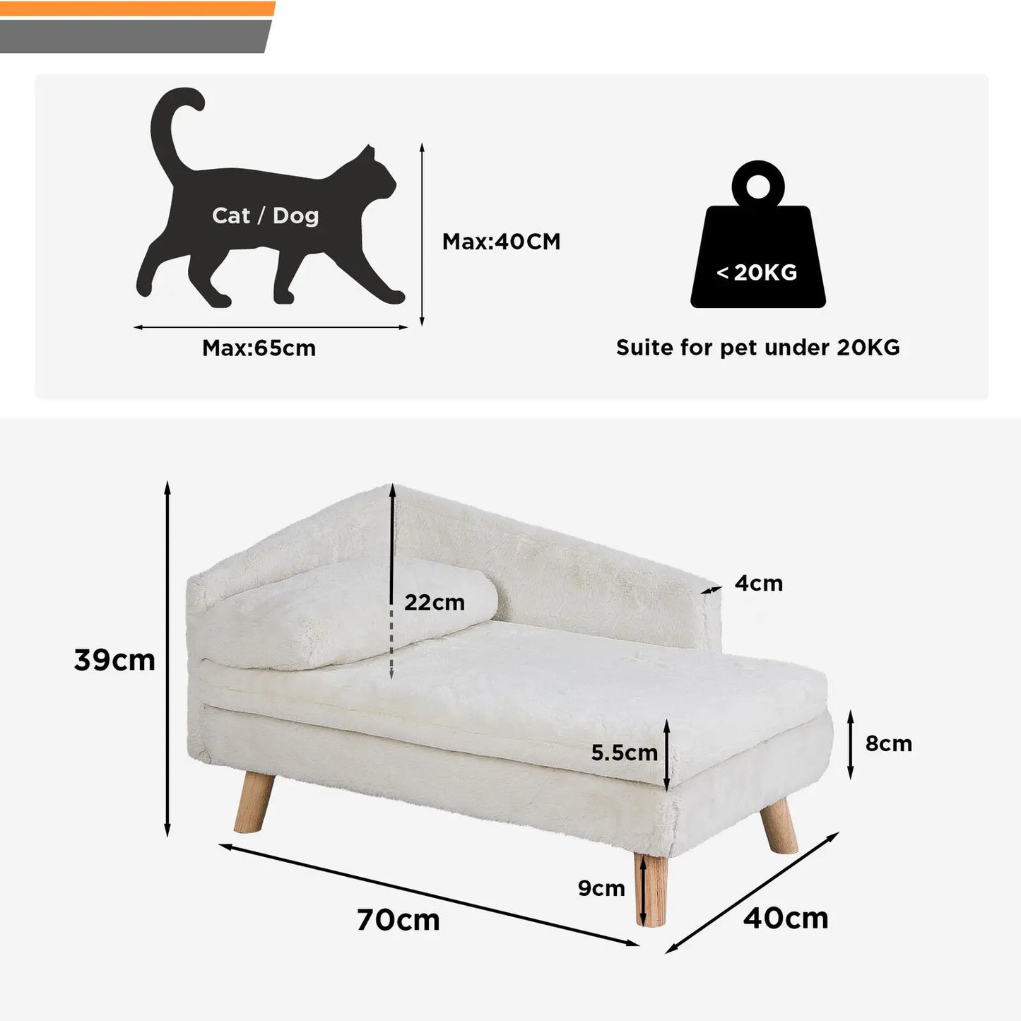 NONECN Elevated Pet Bed With Solid Wood Legs Sofa