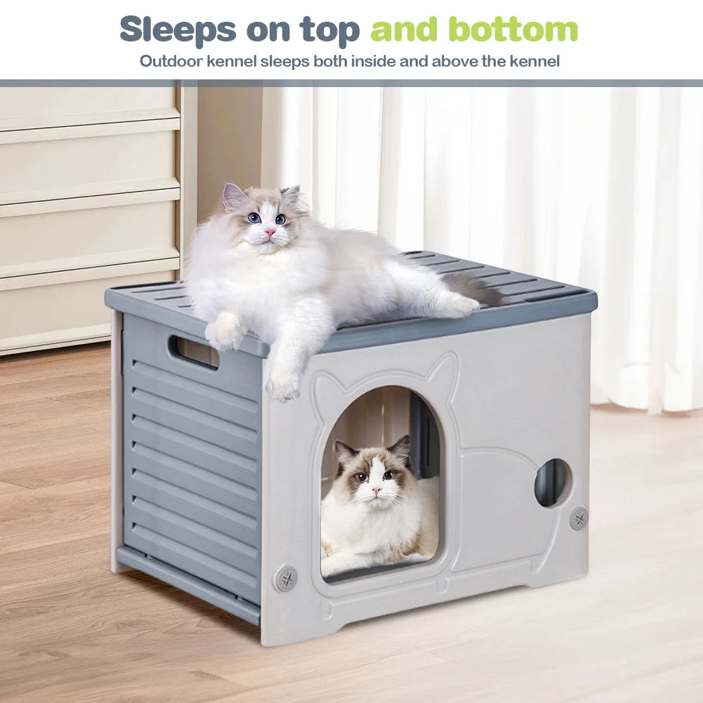 Alloet Outdoor Cat House Shelter Cozy Waterproof Pet Cave