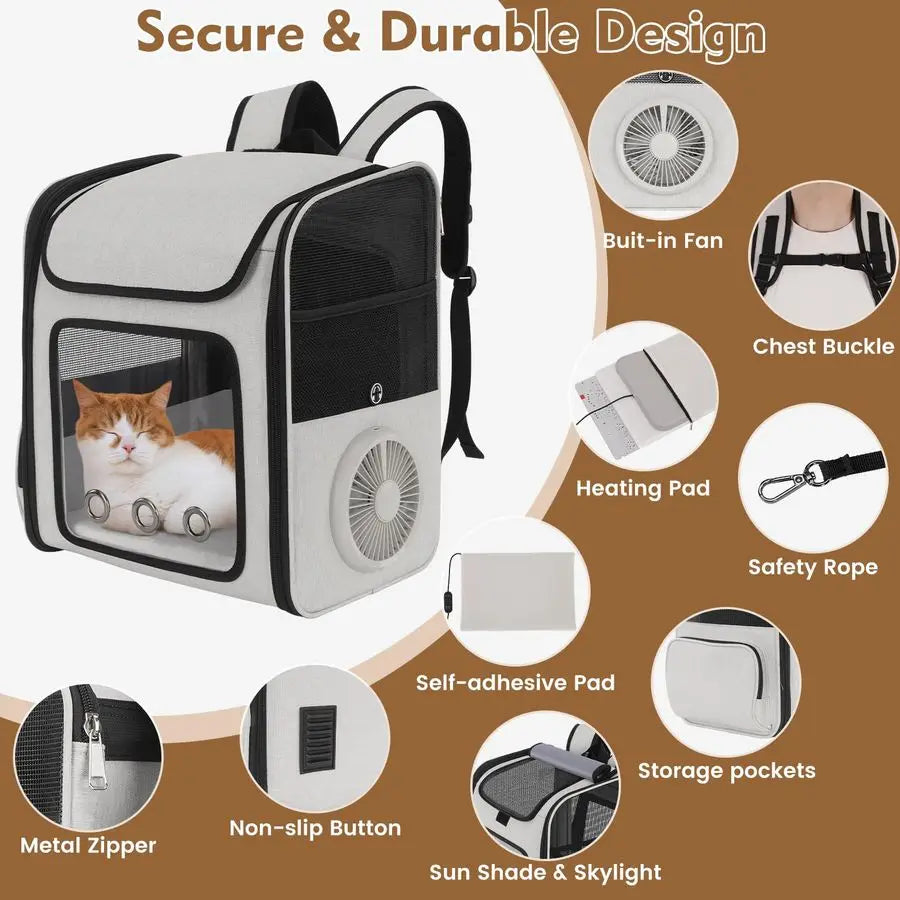 Backpack Carrier With Builtin Cooling Fan And Heating Pad