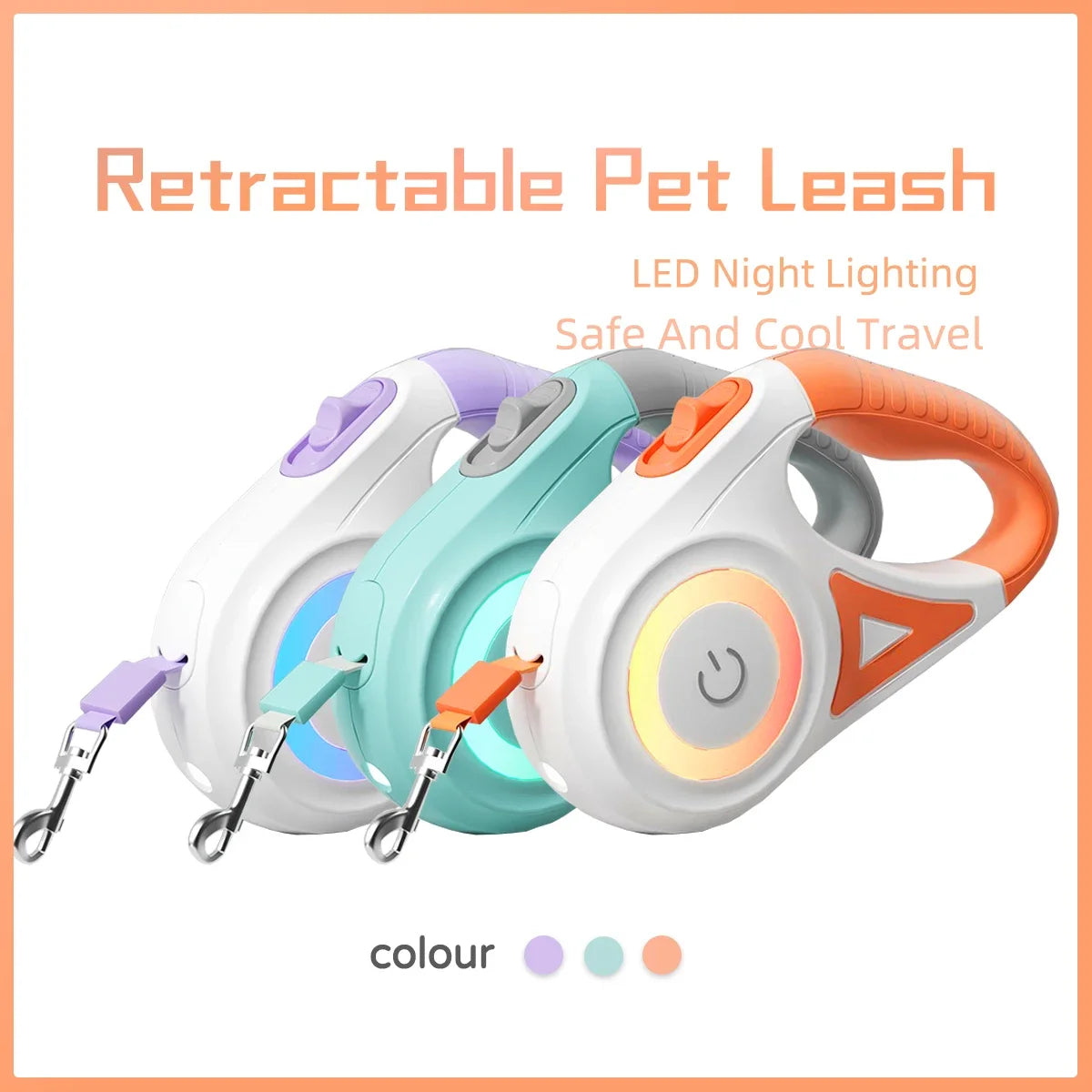 Led Retractable Dog Leash With Light For All Pets Everyday