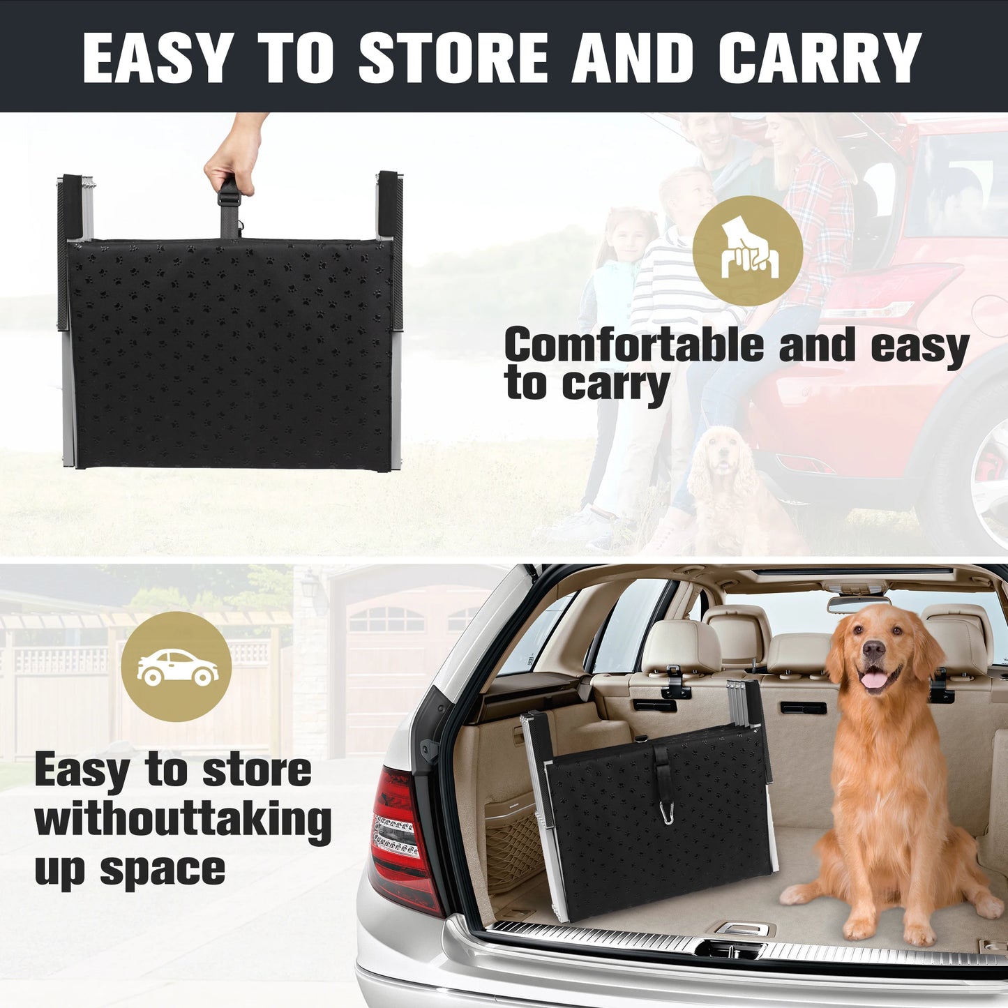 Nonedog Door Adjustable Foldable Dog Stairs For Cars And SUVs