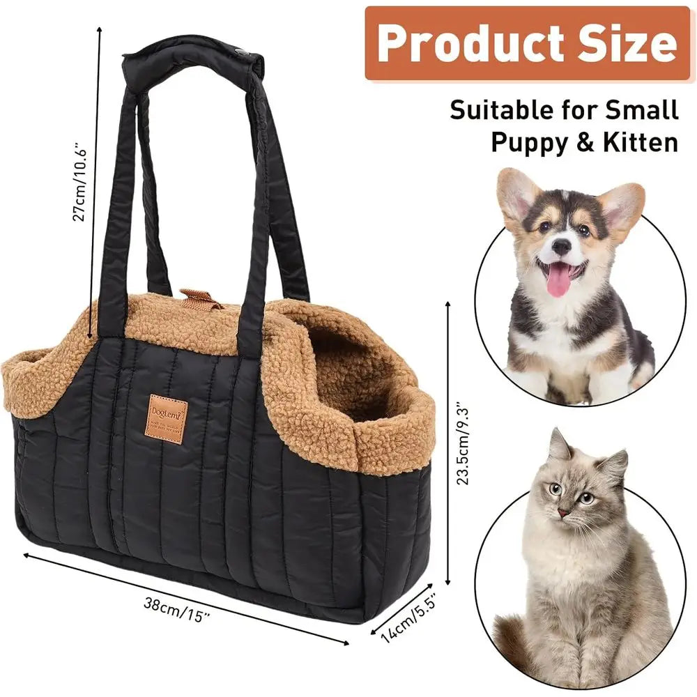 Waterproof Dog Carrier Purse With Winter Fleece Harness Clip