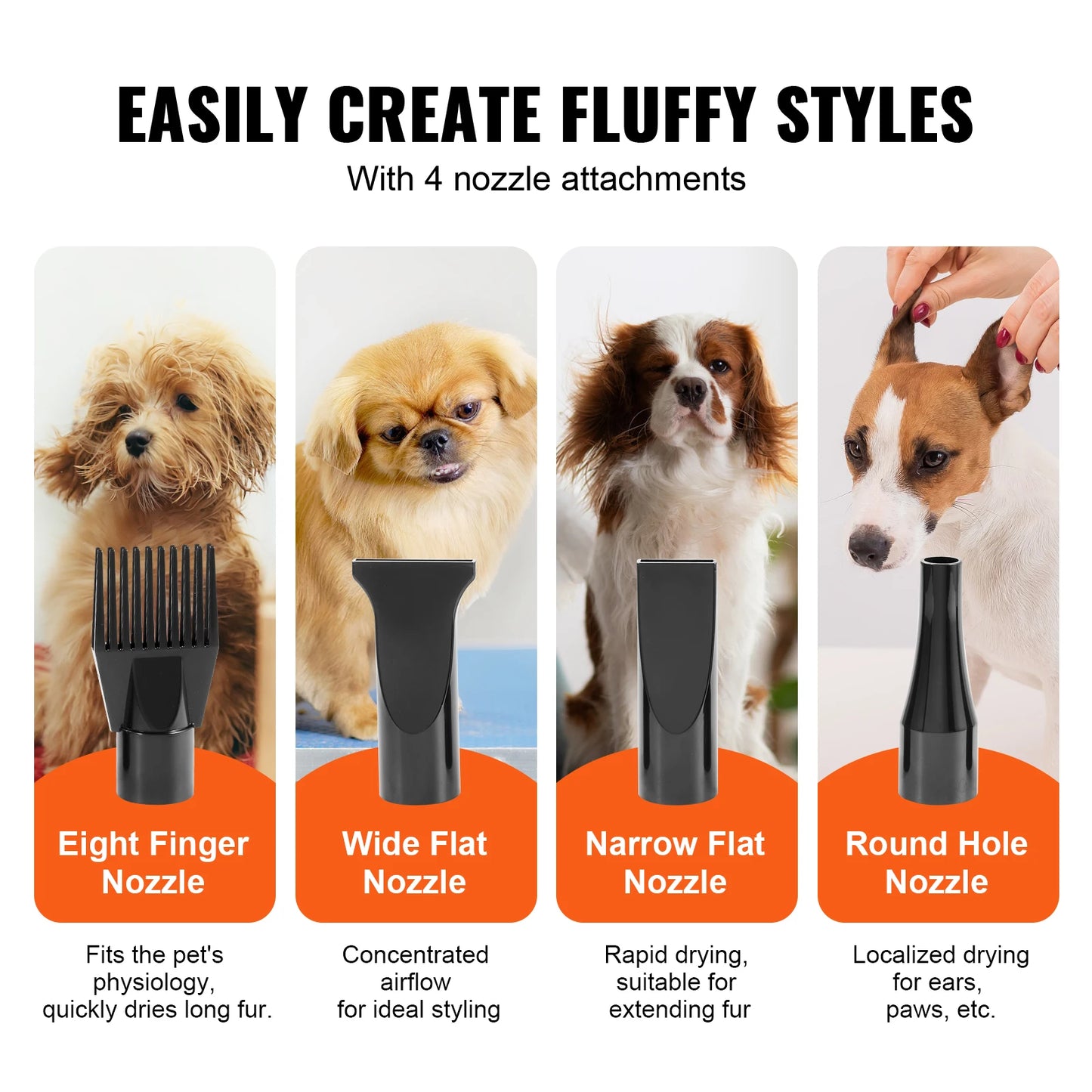 SucceBuy 2000W Dog Dryer Adjustable Speed Nozzles Grooming