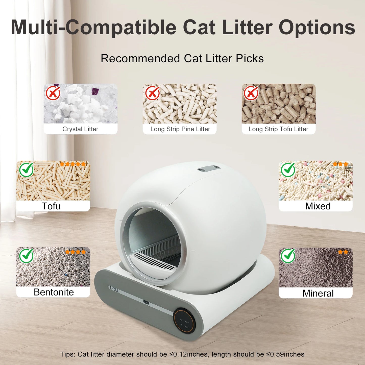 DOEL Self Cleaning Cat Litter Box Smart WiFi App Control