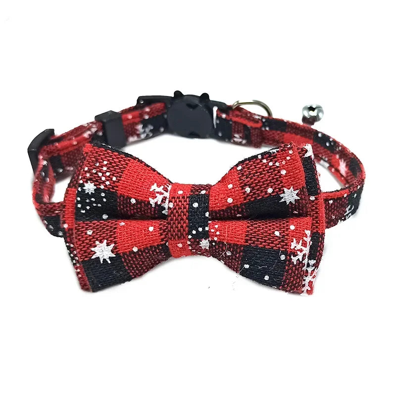 Cat Collar With Bow Tie And Bell Adjustable Elastic Strap