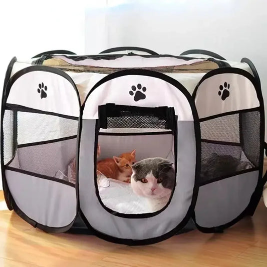 Portable Foldable Pet Tent Kennel Octagonal Fence Shelter