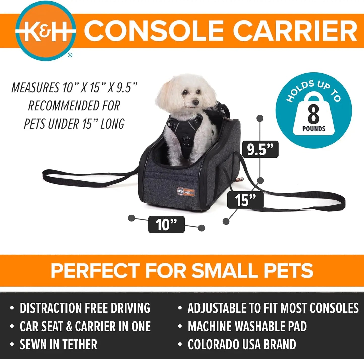 XMSJ Center Console Dog Car Seat With Secure Booster