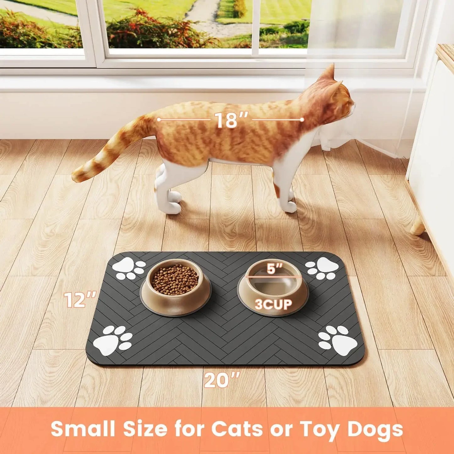 Absorbent Pet Feeding Mat With Waterproof Backing For Dogs Cats