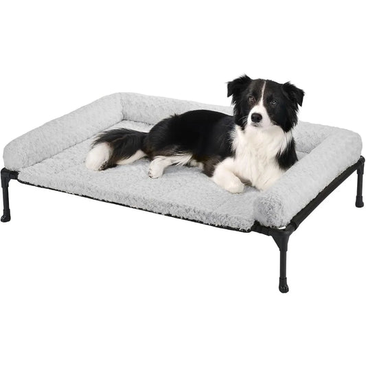 DAFIFY Elevated Cooling Dog Bed Removable Plush Bolster