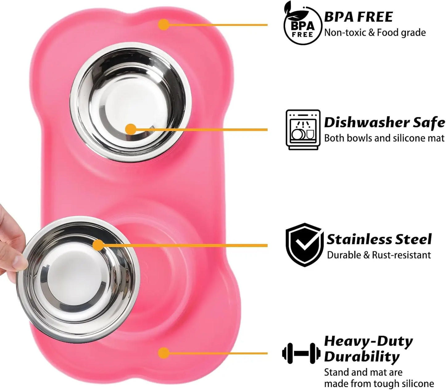 Stainless Steel Dog Bowls With Non-Slip Mat And Food Scoop
