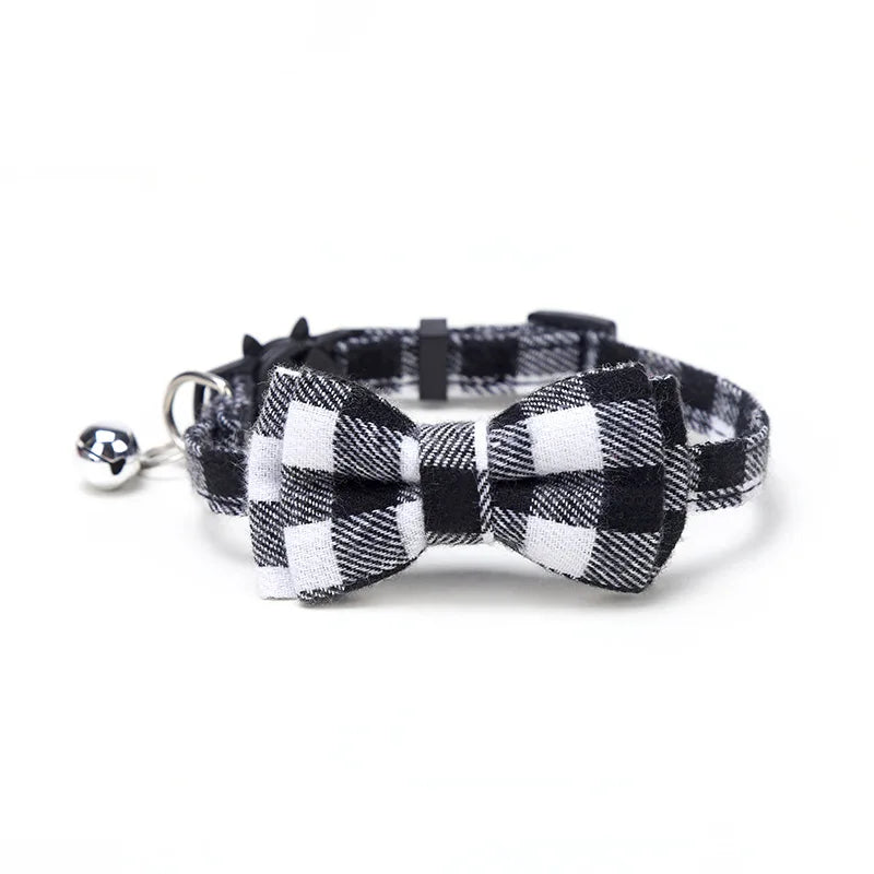 Cat Collar With Bow Tie And Bell Adjustable Elastic Strap