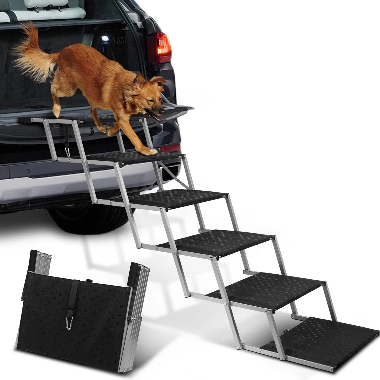 Nonedog Door Adjustable Foldable Dog Stairs For Cars And SUVs