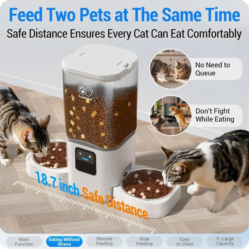 Smart Dual Pet Feeder With WiFi App Control And Slow Feed