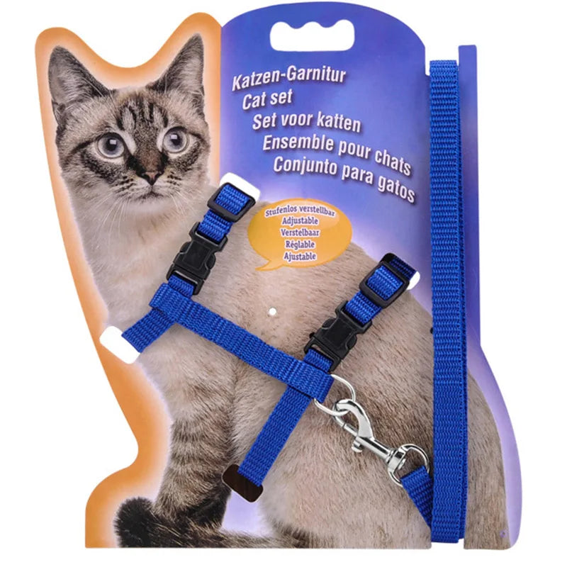 Adjustable Cat Collar Harness Leash Set Nylon Kitten Friendly
