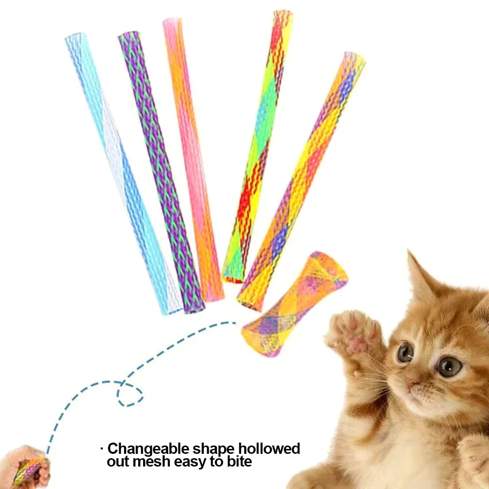 Kitten Cat Spring Toys Set Colorful Interactive Telescopic Coils