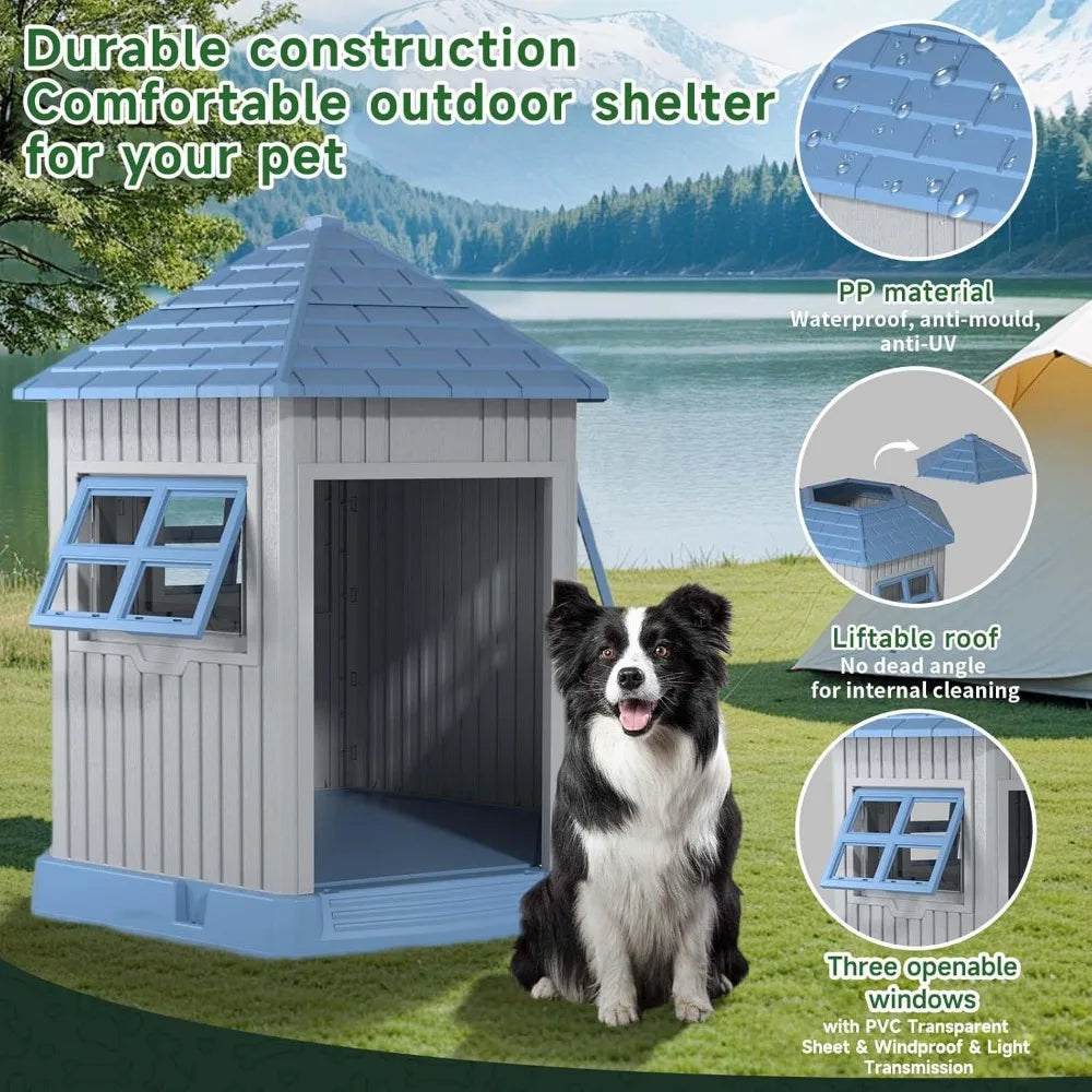 Dog House Indoor Outdoor Durable Shelter With Window