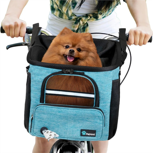 Soft-Sided Dog Bike Basket Front Handlebar Carrier