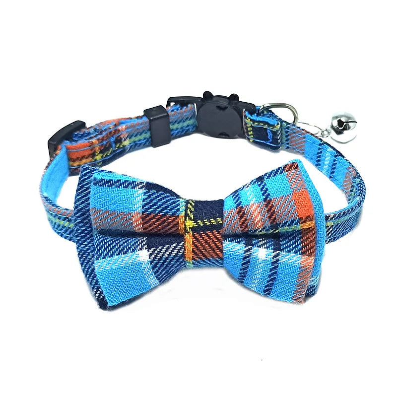 Cat Collar With Bow Tie And Bell Adjustable Elastic Strap