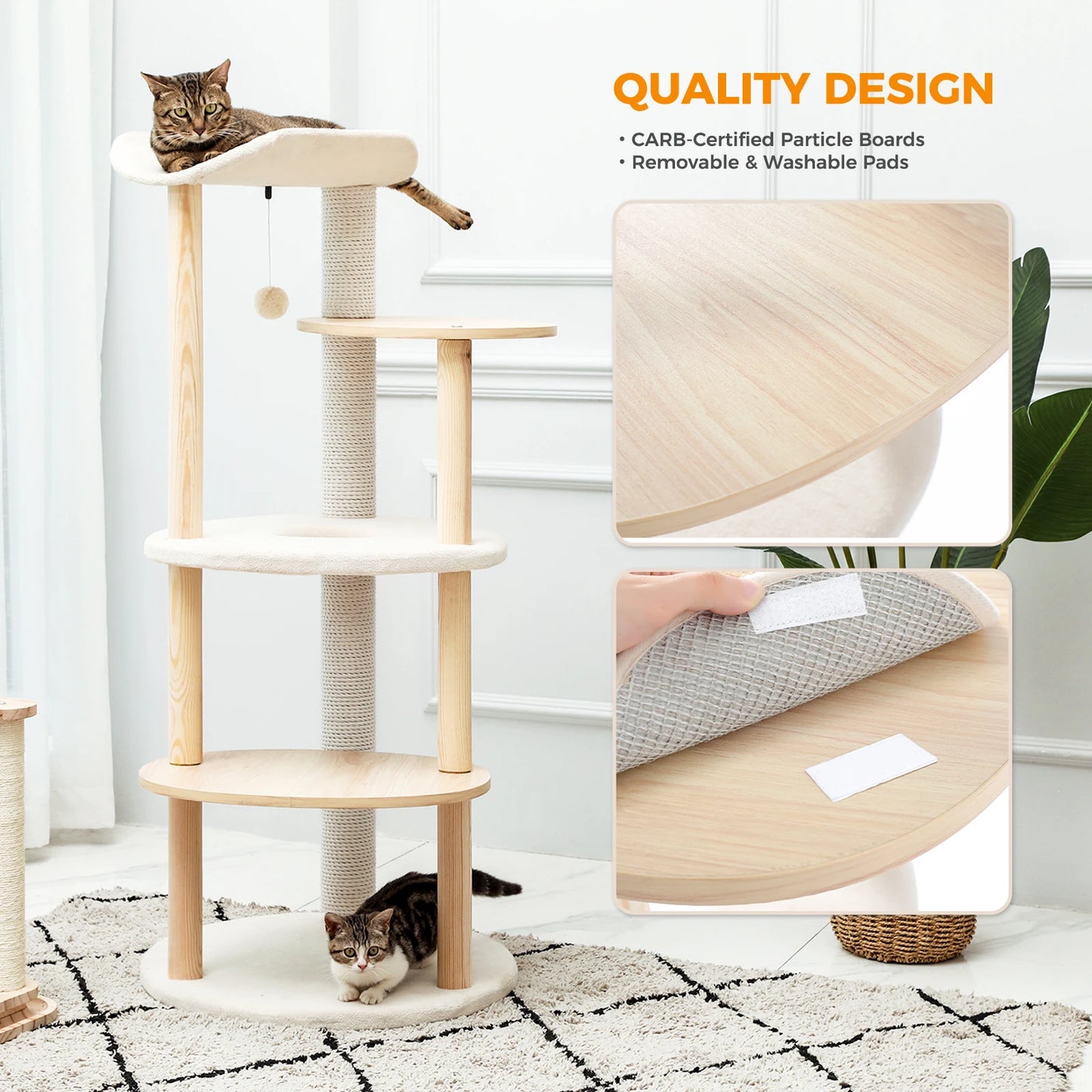 PAWZ Road Modern Cat Tree Tower With Scratching Post