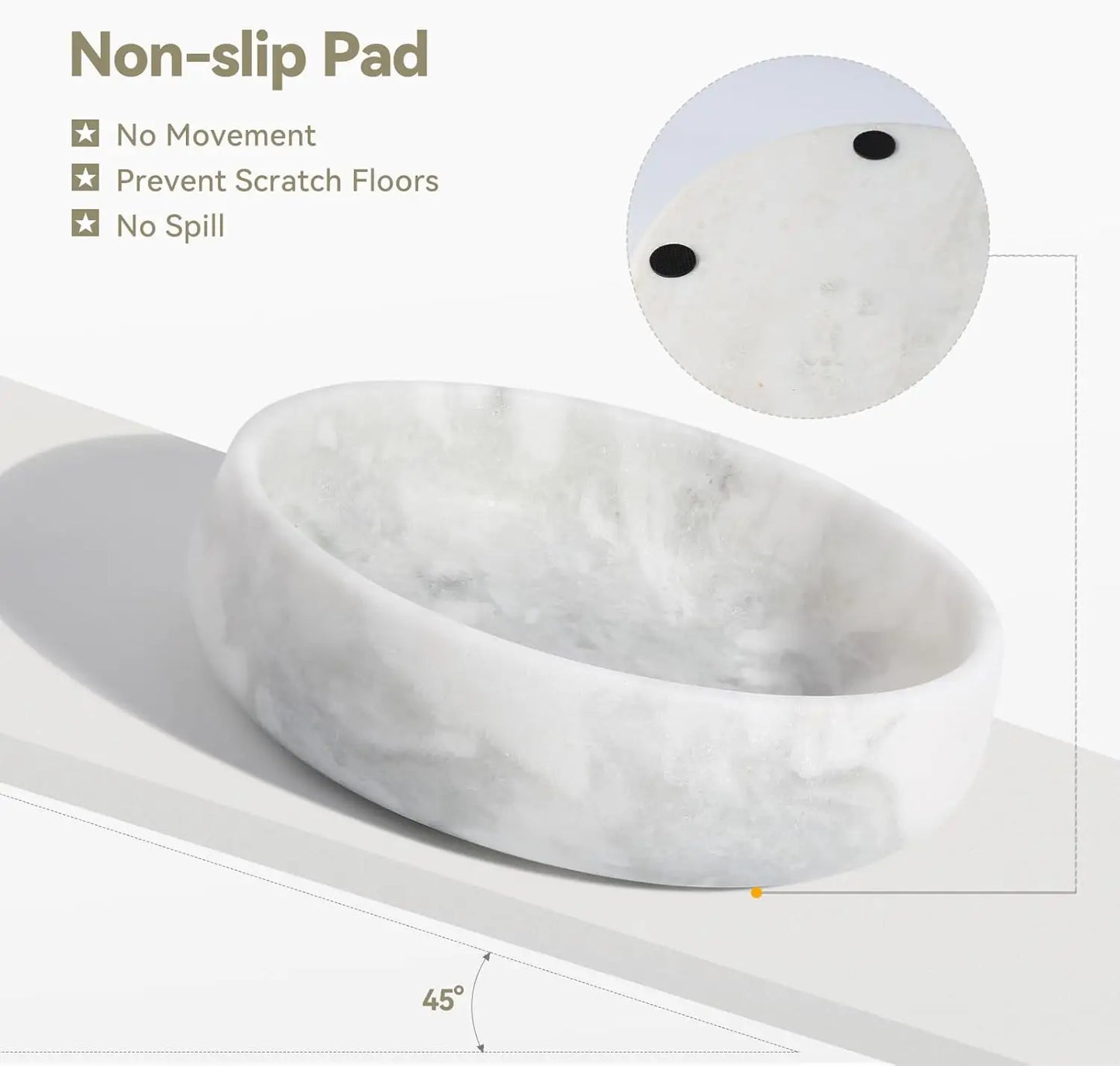 Marble Dog Bowl Non Slip Durable Ceramic Premium Pet Dish