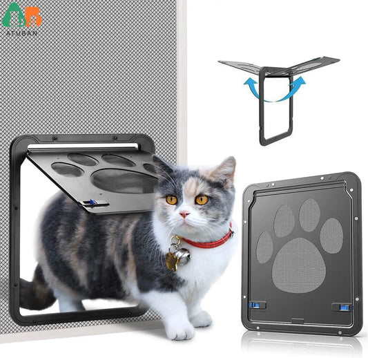 ATUBAN Pet Screen Door With Lockable Magnetic Flap