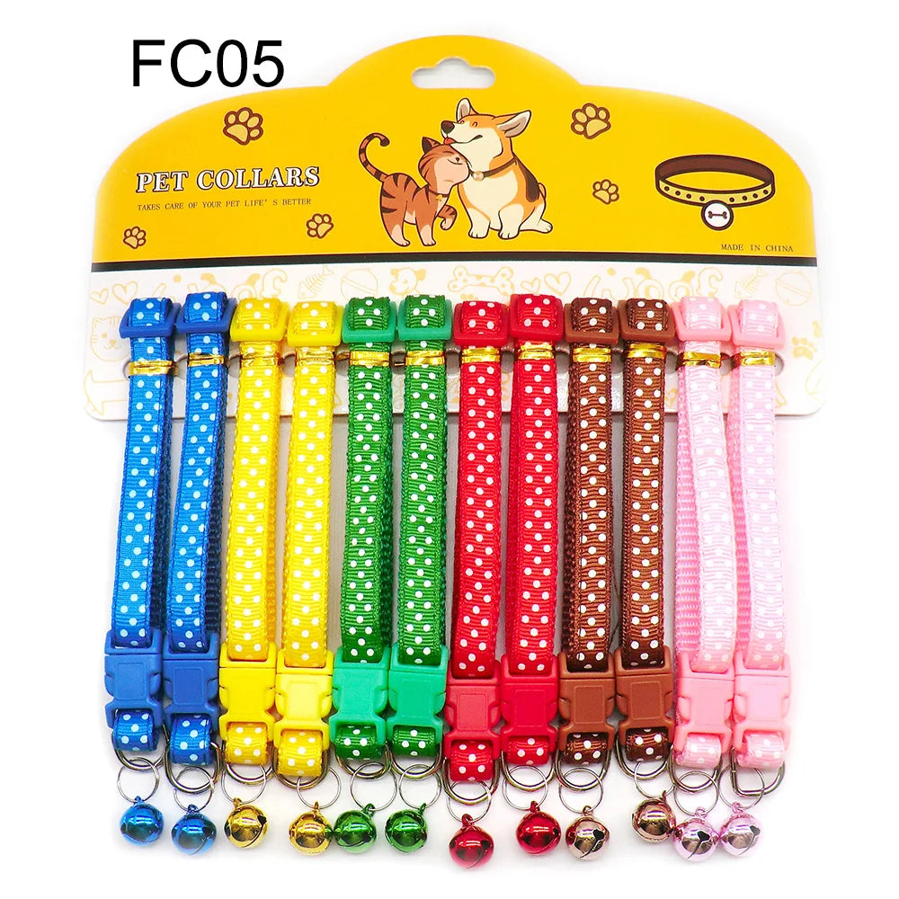 12Pcs Mix Color Anti-Lost Dog and Cat Collars with Bell Footprint