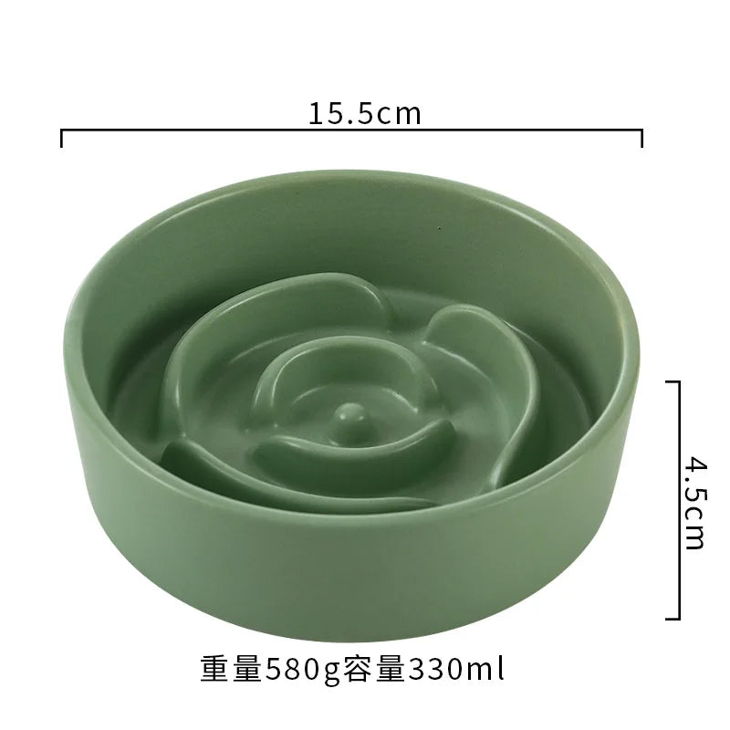 Ceramic Slow Feeder Pet Bowl for Cats and Dogs Puppies